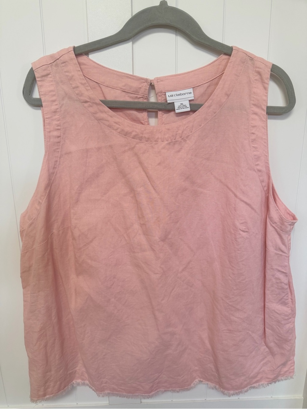 Liz Claiborne Women's Sleeveless Pink Natural Fibers Linen Blend Top